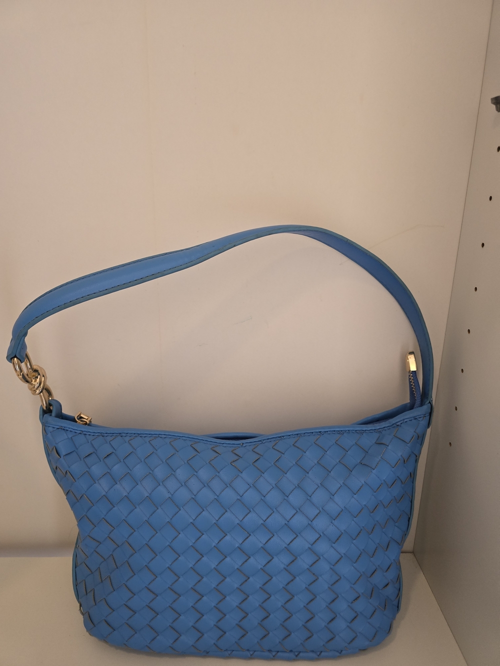 Expression NYC Blue Woven Shoulder Bag with Gold Hardware